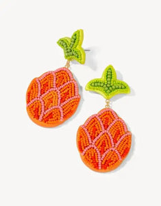 Pineapple Beaded Earrings Orange
