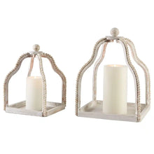 Load image into Gallery viewer, White Beaded Wood Lantern