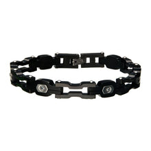 Load image into Gallery viewer, Steel Black IP with Black CZ Bracelet