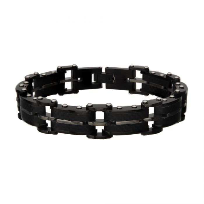 Black Carbon Fiber Link Bracelet