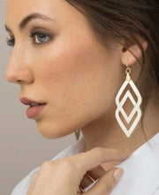 Load image into Gallery viewer, Gold Deco Drama Leather Earrings