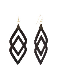 Deco Drama Earrings Black Leather