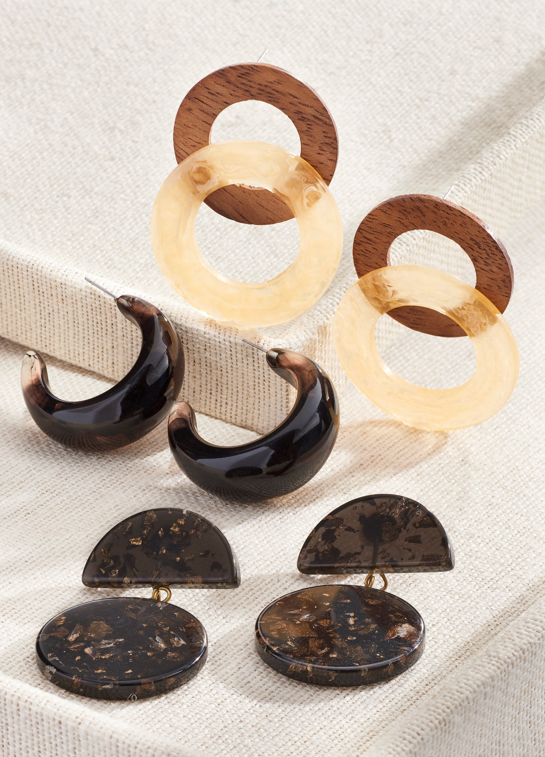 Savanah Wood and Shell Earrings