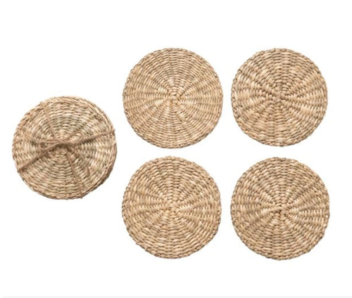 Hand-Woven Seagrass Coasters, set of 4