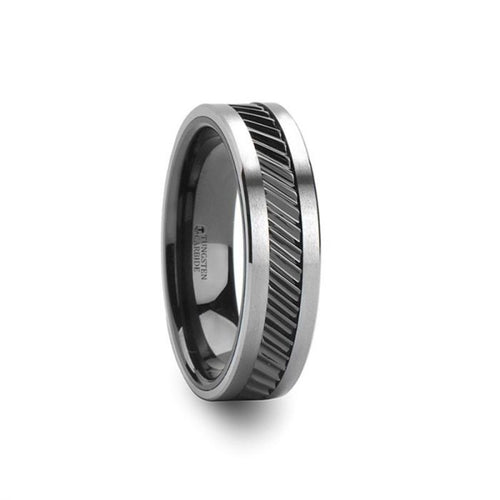 Helix Black Ceramic and Tungsten Carbide Men's Ring