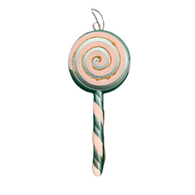 Load image into Gallery viewer, Blue Lollipop With White Swirl Ornament