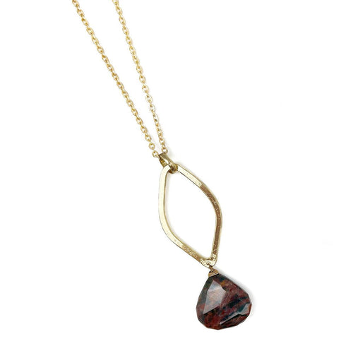 Gold Plated Bloodstone Geometric Necklace