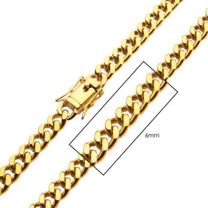 6mm 18K Gold IP Miami Cuban Chain Necklace