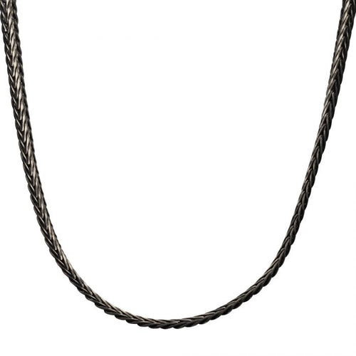 Antiqued Black IP Double Diamond Cut Spiga Chain Necklace