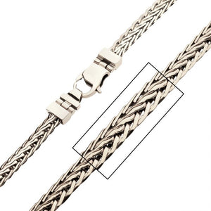 Stainless Steel Double Diamond Cut Spiga Chain Necklace