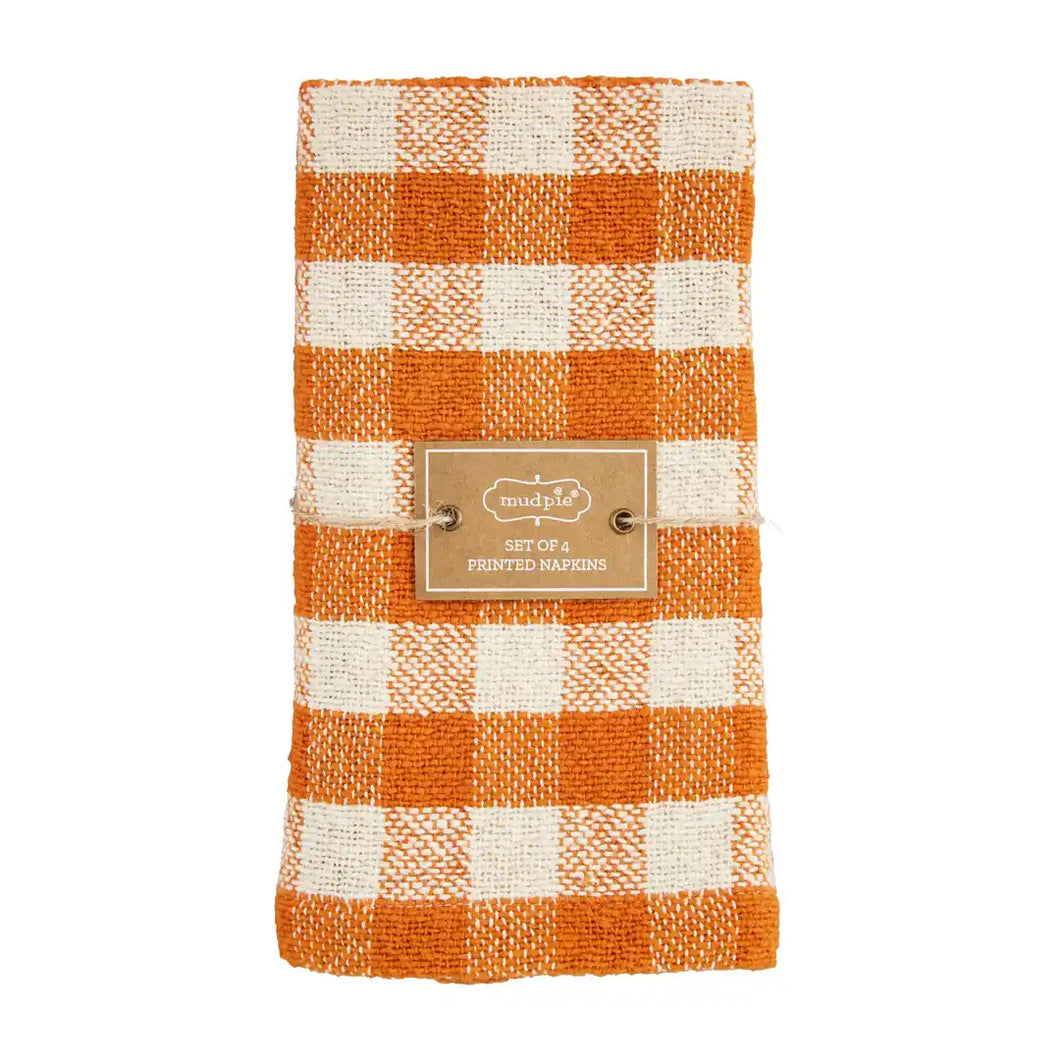 Plaid Napkin, Orange, Set of 4