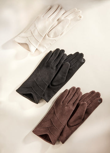 Classic Scalloped Vegan Suede Gloves