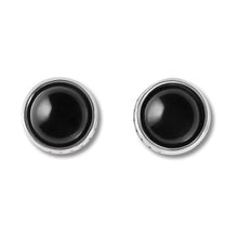 Load image into Gallery viewer, Pebble Dot Onyx Post Earrings