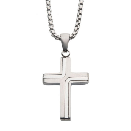 Cross Drop Pendant with Round Box Chain