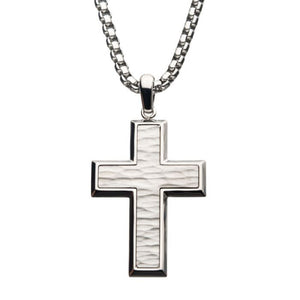 Matte Stainless Steel Cross Pendant with Steel Box Chain