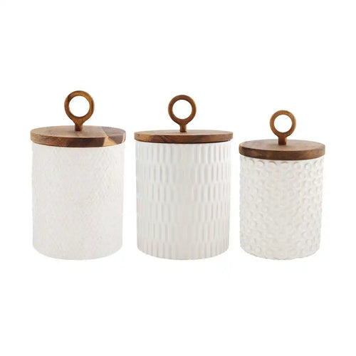 Textured Stoneware Canister Set