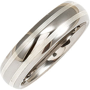 6.3mm Dura Tungsten Domed Satin Band with Sterling Silver Inlays