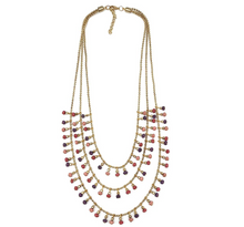 Load image into Gallery viewer, Sachi Mulberry Three Strand Drop Bead Necklace