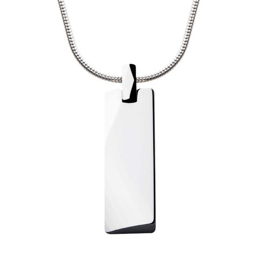 Tungsten Carbide Beveled ID Tag Pendant with Steel Snake Chain