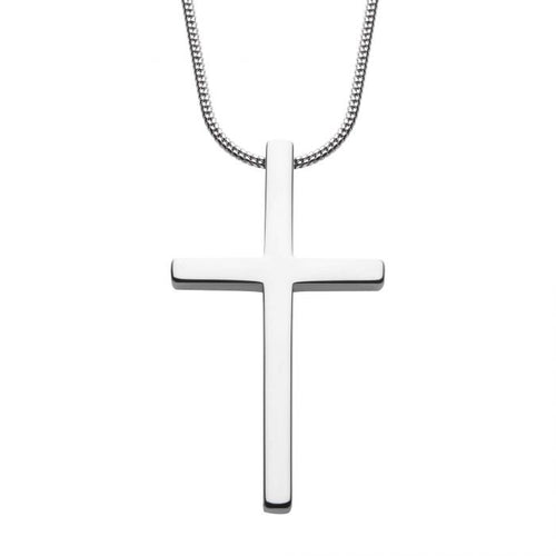 Tungsten Carbide Cross Pendant with Steel Snake Chain