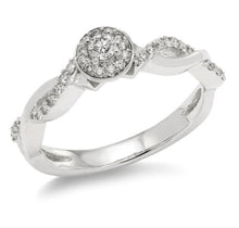 Load image into Gallery viewer, 10KT White Gold 1/4CT(52) Diamond Cluster Halo Engagement Ring