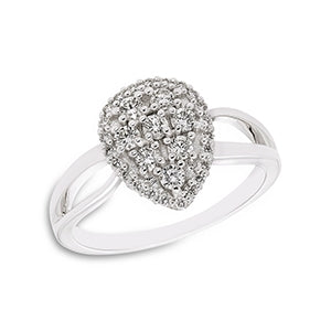 10kt 1/2 cttw Pear Shape Diamond Split Shank Engagement Ring