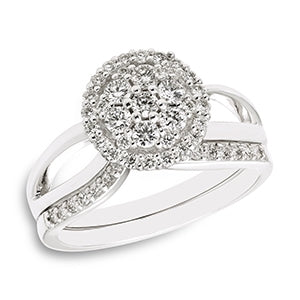 10Kt 1/2cttw Round Shape Diamond Split Shank Engagement Ring